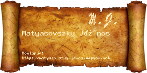 Matyasovszky János névjegykártya